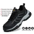 Men's black safety work shoes with steel toe and puncture-proof Kevlar midsole - 35 / 8866 Black Four Seasons Style / Black