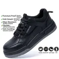 Zapatos de seguridad para hombre con punta de acero y suela de Kevlar - 35 / Estilo para todas las estaciones (8876) / Negro