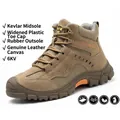 Botas de trabajo de seguridad marrones con entresuela de Kevlar resistente a pinchazos - 37 / Estilo 2035 (2035) / Modelo Cuatro Estaciones - Antiaplastamiento & Antiperforación / Caqui