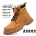 Wheat colored high-top safety work boots with anti-smash steel toe and Kevlar sole - 39 / Yellow (All Seasons)