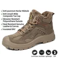 Bottes de sécurité marron pour hommes avec doublure en fourrure et embout protégé - 37 / Style 2035PU Doublé Fourrure (2035PU) / Kaki