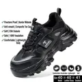 Breathable black safety work shoe with puncture-resistant Kevlar midsole and plastic toe - 34 / Mesh Style (8855) / Black