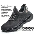 Breathable grey safety shoes with steel toe and puncture-resistant Kevlar sole for men - 38 / 2533 All-Season Style / Black