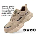 Atmungsaktive beige Sicherheitsschuhe mit Durchstichschutz und 10KV-Isolierung für Arbeit - 37 / Mesh-Stil (2357X) / Sandfarben