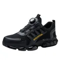 Zapatos de seguridad con punta de acero transpirables, calzado de trabajo para hombre - 36 / Zapatos de seguridad con hebilla rotativa y etiqueta amarilla 2379