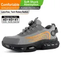 Breathable grey safety shoes with steel toe and tech rotary buckle for puncture protection - 36 / Gray
