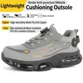Breathable gray safety shoe featuring rotary buckle closure and shock-absorbing air cushion - 36 / Rotary Buckle Style (266) / Gray