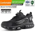 Black lightweight safety shoes for men with rotary buckle and steel toe protection - 36 / Black