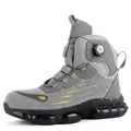Durable grey high-top safety shoes with rotary buckle for smash and puncture protection - 36 / High Top Knob Buckle Style (G266) / Gray
