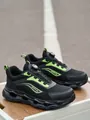 Zapatos de seguridad negros transpirables con detalles verde neón y cierre rotativo - 36 / Estilo Flyknit Verde con Hebilla (2592) / Verde Oscuro