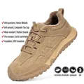 Brown men's winter safety shoes with warm fleece lining and puncture-proof sole - 36 / Fleece Lined Style / Sand