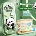 3D embossed panda pencil case with large capacity interior details - Panda Beibei (3D Style) / Single Layer / Mint Green