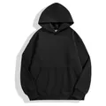 Sudadera con capucha negra para hombre 480G de corte holgado con forro polar grueso - S / Tops / Negro con Capucha