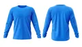 Professional front and back view of a blue multi-functional long-sleeved sports t-shirt - EU Size 5XS / Tops / Aquamarine