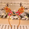 Cute Christmas headband featuring two plush reindeer ornaments with spring-mounted design - Plaid Reindeer Headband