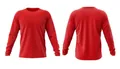 Professional front and back display of a red long-sleeve athletic performance t-shirt - EU Size 5XS / Tops / Red
