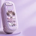 Grote paarse 3D cartoon etui voor meisjes met ingebouwde lesrooster kaart voor school - MiaoGuo Zusje (3D-stijl) / Dubbele Laag / Paars