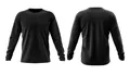 Detailed front and back view of a black multi-functional long-sleeved athletic shirt - Black