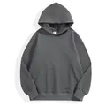 Premium 480g heavy weight dark grey oversized polar fleece hooded sweatshirt for men - S / Tops / Dark Gray