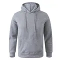 Grauer lässiger Kapuzenpullover mit Kängurutasche für Damen und Herren, winter - S / Oberteile / Hellgrau