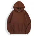 Loose solid brown hooded pullover sweatshirt for men, thickened polar fleece hoodie - S / Tops / Mocha