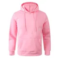 Classic casual pink hooded sweatshirt with kangaroo pocket for autumn and winter - S / Tops / Pink
