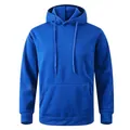 Casual solid blue hooded sweatshirt for men and women with a front kangaroo pocket design - S / Tops / Blue