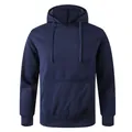 Classic navy blue unisex hooded sweatshirt featuring kangaroo pocket and drawstrings - S / Tops / Navy Blue