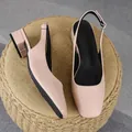 Vista dettagliata delle décolleté slingback in pelle nuda con tacco a blocco di 3 cm. - 36 / Colore pelle