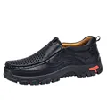 Chaussures de travail décontractées en cuir noir respirant pour hommes de qualité - 38 / Style Évidé / Noir