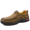 Comfortable men's casual brown slip-on outdoor shoes featuring a durable rubber sole - 38 / Slip-on Style (3237) / Khaki