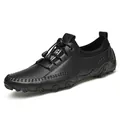 Zwarte casual herenschoenen met zachte zool en elastische veters voor het rijden - 38 / Zwart
