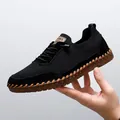 Breathable black mesh casual men's shoes with durable gum sole for summer comfort - 40 / Black