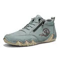 Casual men's high-top Martin boots in grayish-blue with unique octopus sole design - 38 / Green