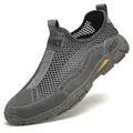Ademende grijze mesh instapschoenen voor heren met zachte lichtgewicht zool - 38 / Mesh Casual Schoenen (AL681) / Grijs