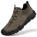 Chaussure de randonnée marron en cuir de porc pour homme avec une semelle souple - 38 / Kaki