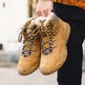 Men's heavy-duty warm winter snow boots with fleece lining in camel suede finish - 38 / Fleece Lined Style / Yellow (Fleece-lined)