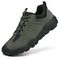 Chaussures de randonnée pour hommes en daim de porc gris-vert avec semelle antidérapante - 38 / Vert Militaire