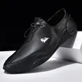 Premium men's black casual slip-on loafers with textured leather and distinctive ram logo - 40 / With Label / Black (1205)