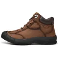 Robuster brauner Leder-Herren-Wanderschuh mit hohem Schaft und strukturierter Oberfläche - 38 / Braun