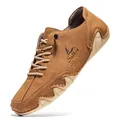 Zapato náutico casual marrón para hombre con suela ondulada y logotipo de Salkin - 38 / Amarillo Dorado