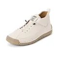 Off-white mittelhohe Outdoor-Freizeitstiefel mit Textur und handgenähter Sohle - 38 / Gebrochenes Weiß