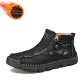 Men's fleece-lined Martin boots in black with zipper and handmade stitching - 39 / Black (Fleece Lined)