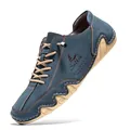 Premium men's low-top casual shoes in navy blue with distinctive tan octopus soles - 38 / Dark Blue