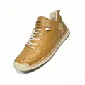 Professionelle braune Mid-Top Outdoor-Freizeitschuhe mit dekorativen weißen Nähten - 38 / Gelb Khaki