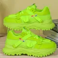 Scarpe da ginnastica chunky con zeppa traspirante da donna in vivace verde neon - Verde fluorescente