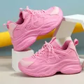 Stylish pink chunky dad sneakers for women with breathable mesh and platform sole. - 35 / Fashion Sporty Style (8037) / Light Pink