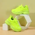 Fashionable neon yellow chunky dad sneakers with breathable mesh and platform sole for women - 35 / Fashion Sporty Style (8037) / Fluorescent Green