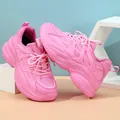 Vibrant pink chunky sneakers for women with breathable mesh and thick platform sole - 35 / Fashion Sporty Style (8037) / Pink
