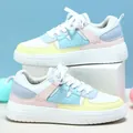 Zapatillas de plataforma con suela gruesa y cómoda en tonos pastel macarrón muy modernas - 38 / Blanco Amarillo y Azul Claro